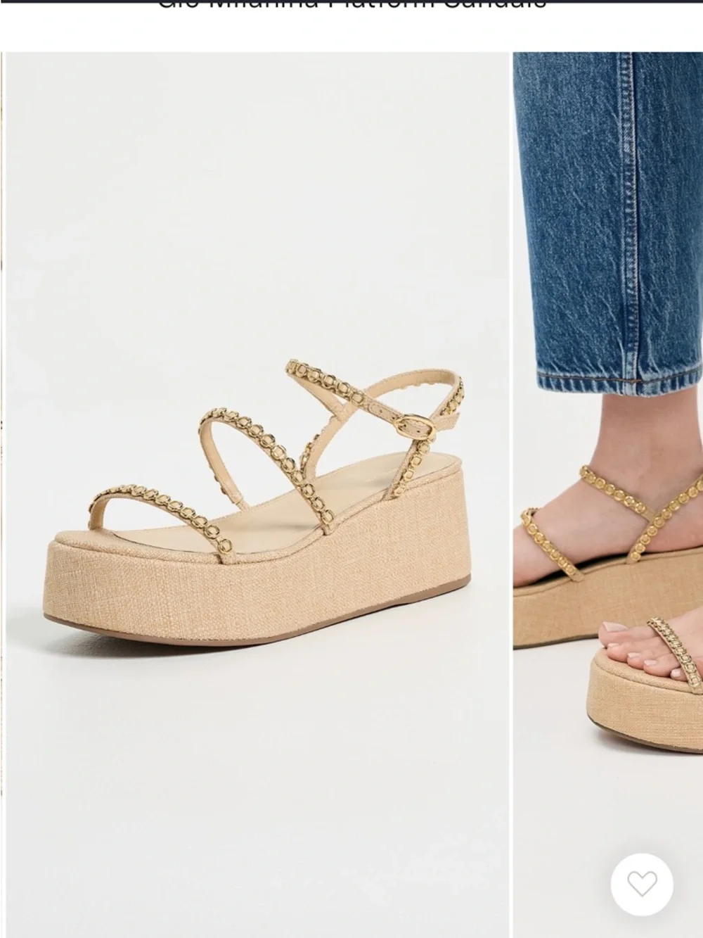 Larroudé Gio Milanina Platform Sandals Raffia Gold Size 7.5